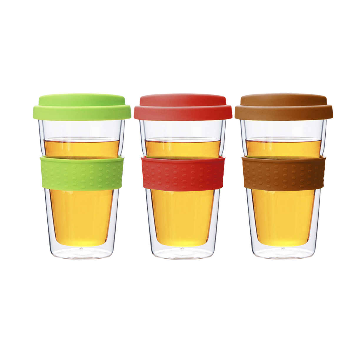 Double Wall Plastic Mug with Silicone Sleeve and Lid (360ml)